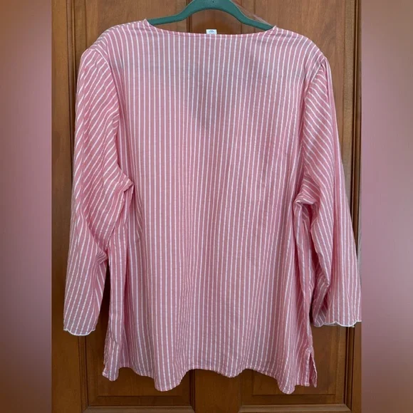 Liz Claiborne blouse pink white stripes size XXL - Picture 2 of 4